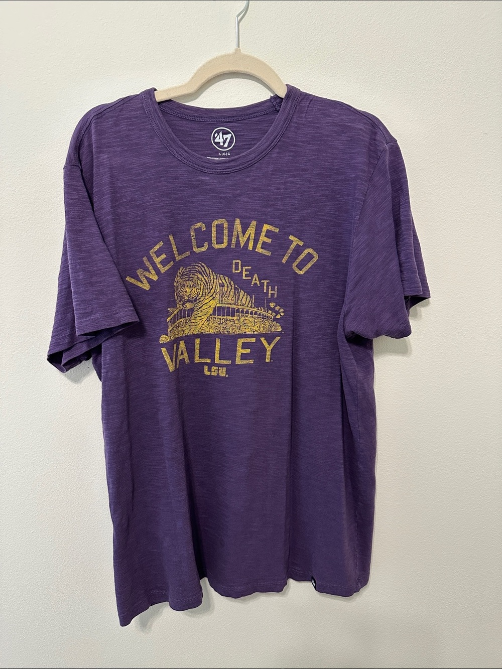 LSU 47 Brand Purple Crewneck Tee with White Logo